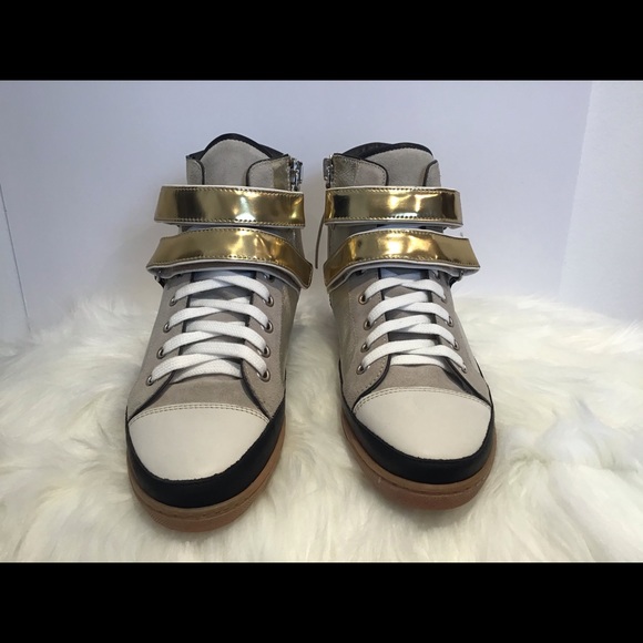 🎁 MAJE NIB GOLD HIGH TOP SNEAKERS SIZE 8 🎁 - Picture 6 of 12